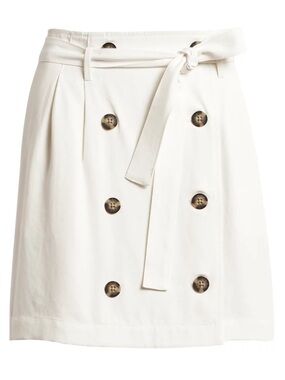 Banana Republic Cream Double-Breasted Mini Skirt with Belt